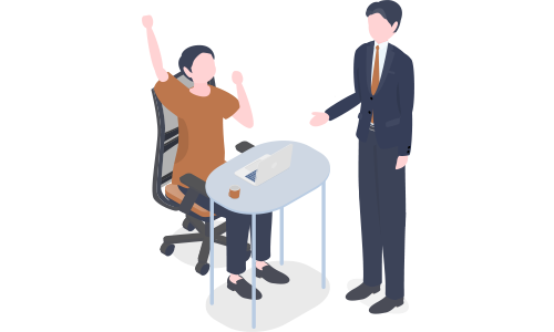 フィードバックを受けるイラスト|セッションの振り返りと今後の行動計画を確認する場面|復活コーチング